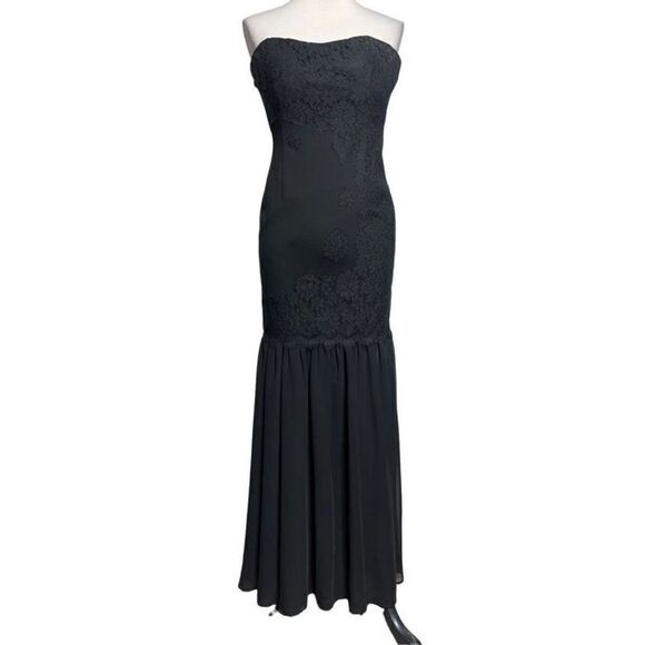 Aiden Mattox Strapless Black Lace Formal Dress Evening Gown Size 4 - Picture 1 of 8